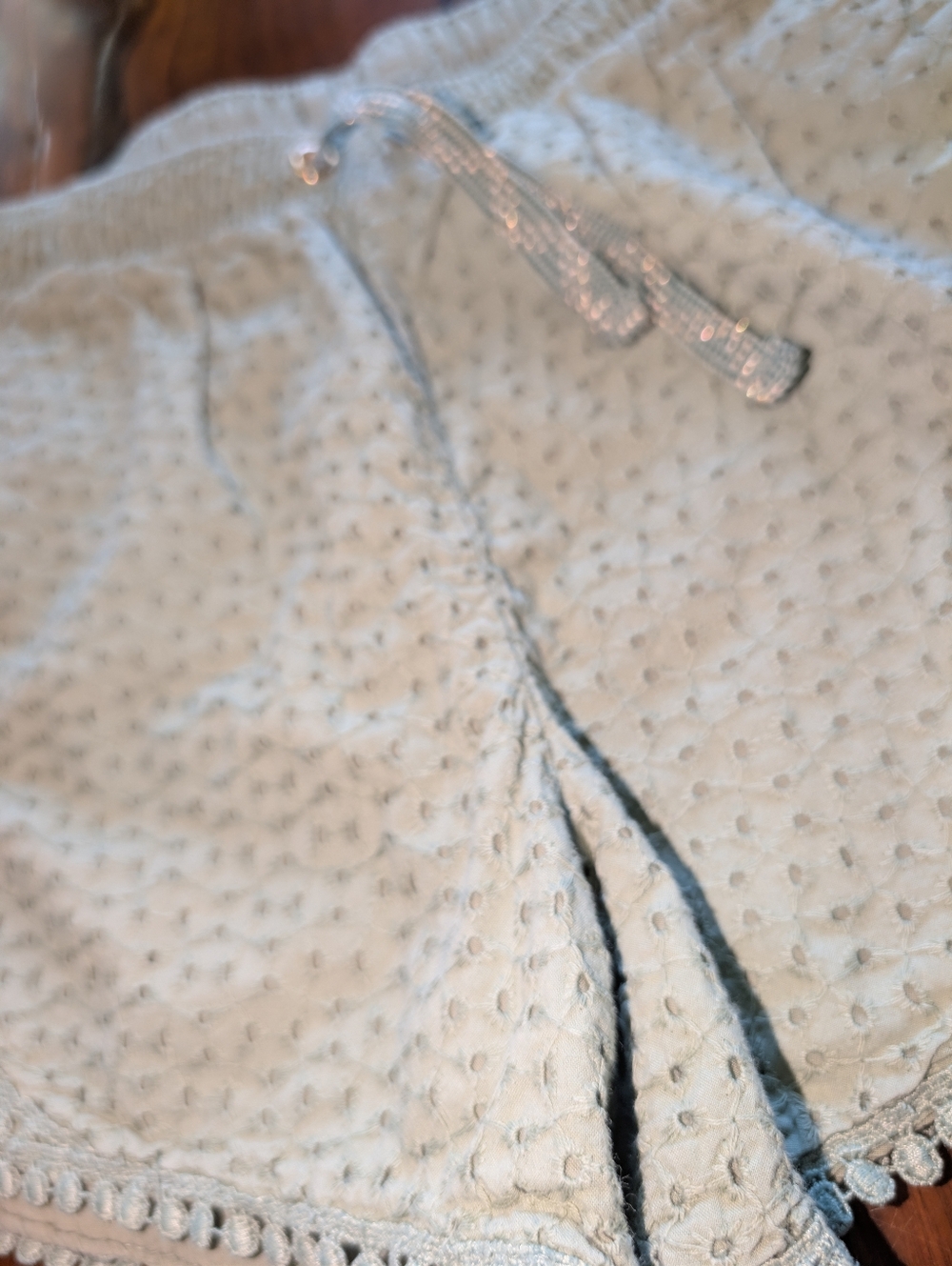 Green Eyelet Shorts - Picture 2 of 4